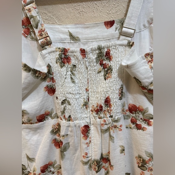 Abercrombie Linen & Cotton Strawberry Mini Dress Adjustable Straps Large Petite - Picture 5 of 10